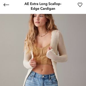 New: AE extra long scallop edge cardigan